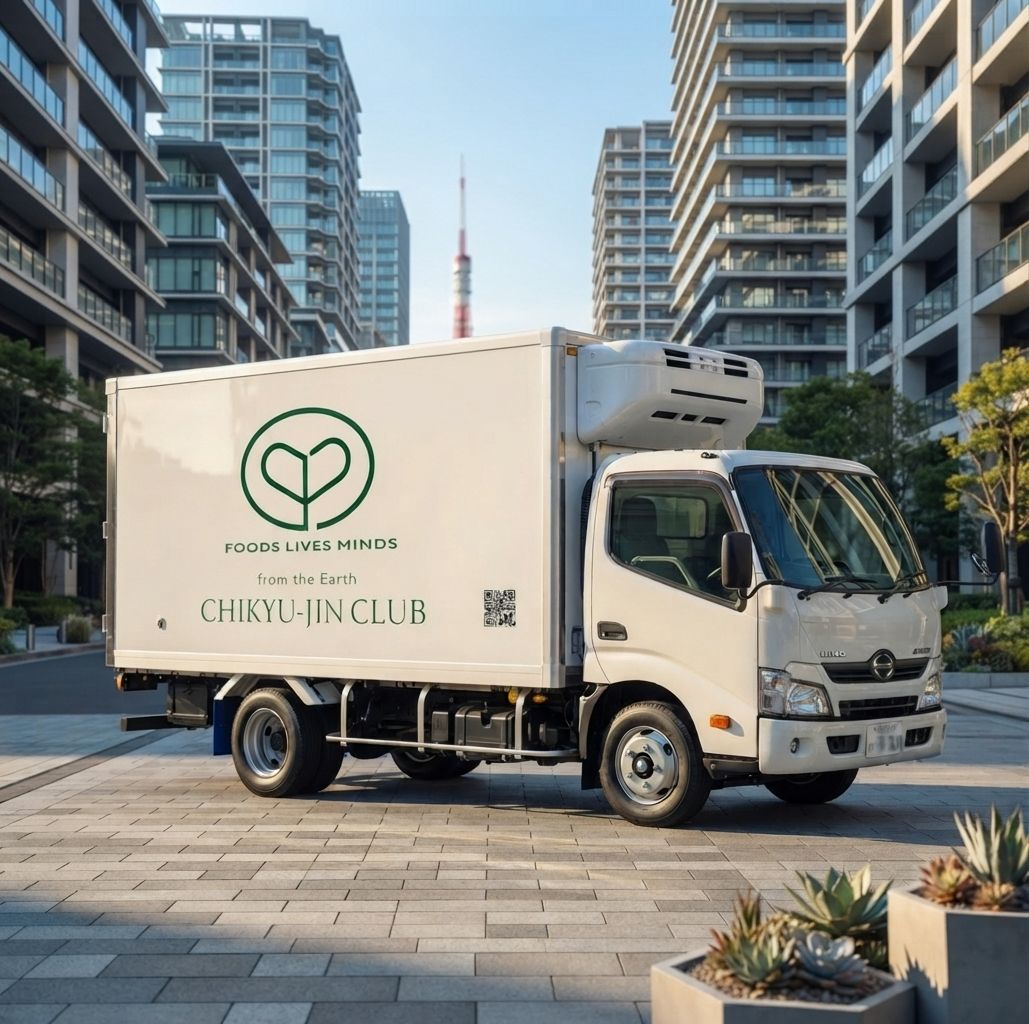 Our refrigerated van with the Chikyu-jin Club logo