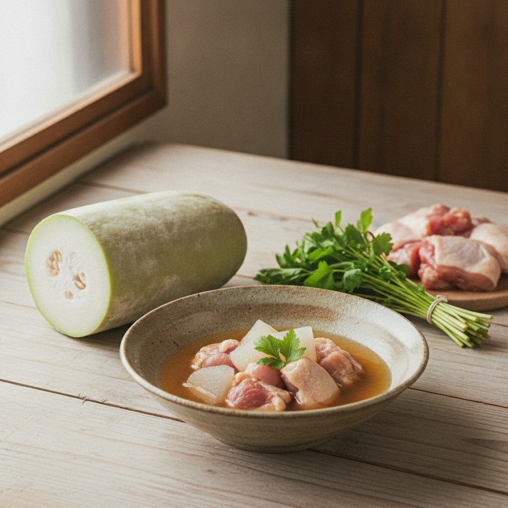 からだのはなし#18　蒸し鶏と冬瓜の、だし仕立てスープ煮