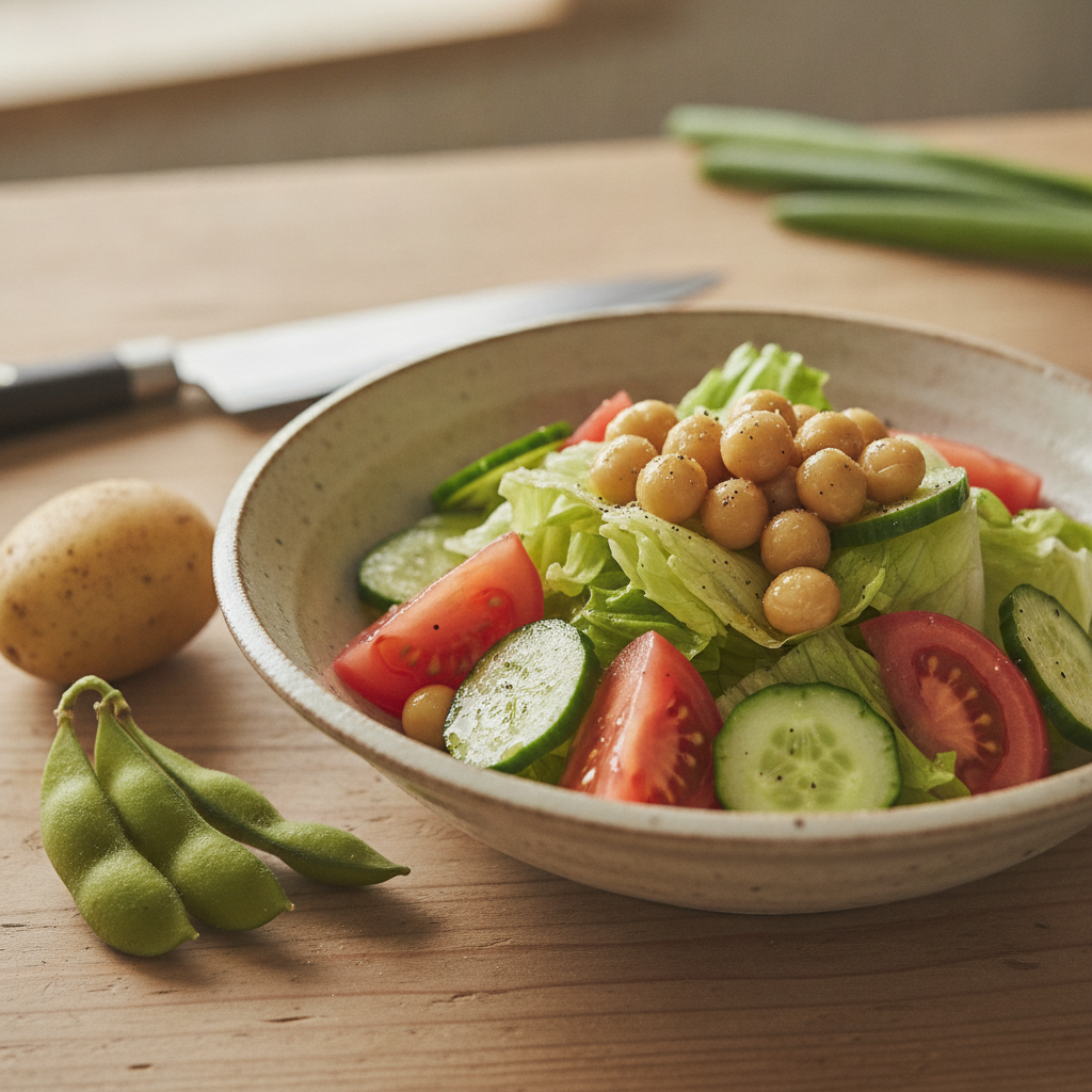 からだのはなし#24　蒸し大豆と野菜の、食べごたえサラダ