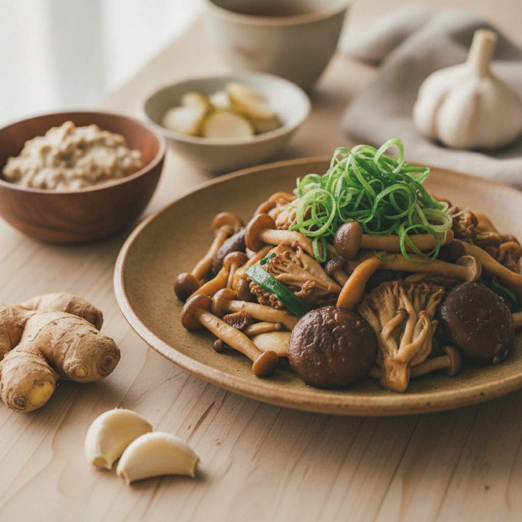 からだのはなし#34　醤油麹で仕上げるきのこの炒め物