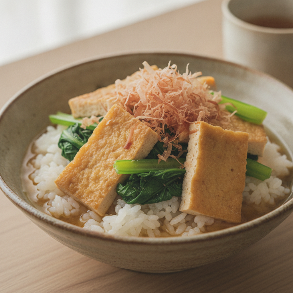 からだのはなし#46　厚揚げと小松菜の、煮浸し丼