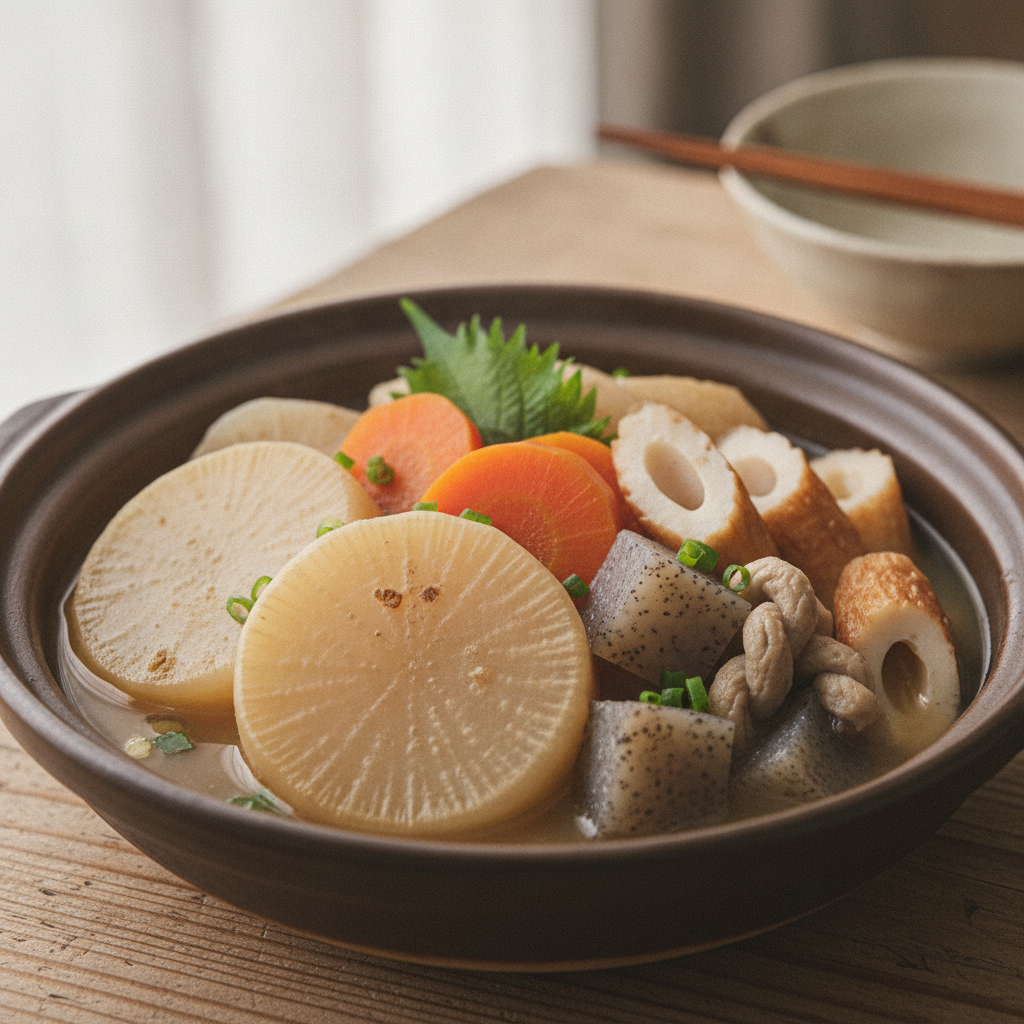 からだのはなし#81　根菜とこんにゃくの、おでん風煮