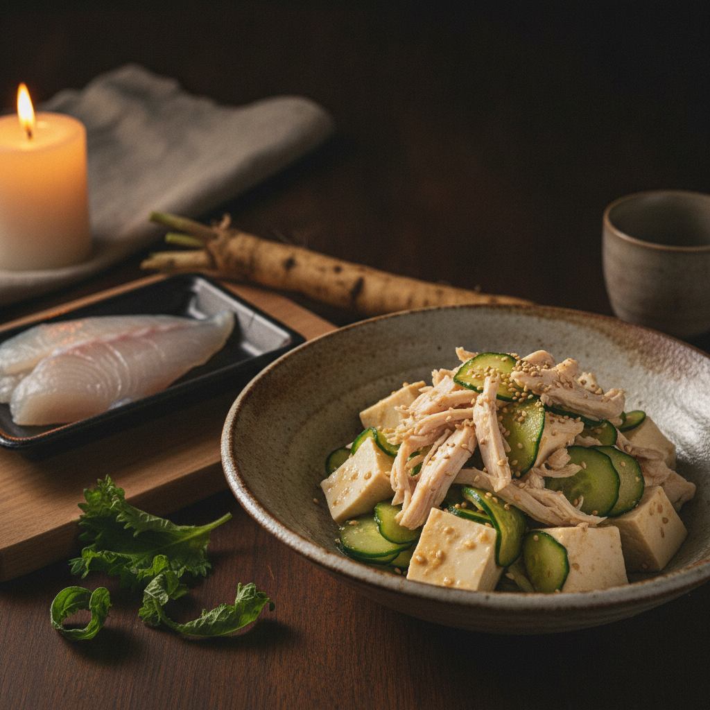 からだのはなし#90　蒸し鶏と豆腐の、あっさり和え