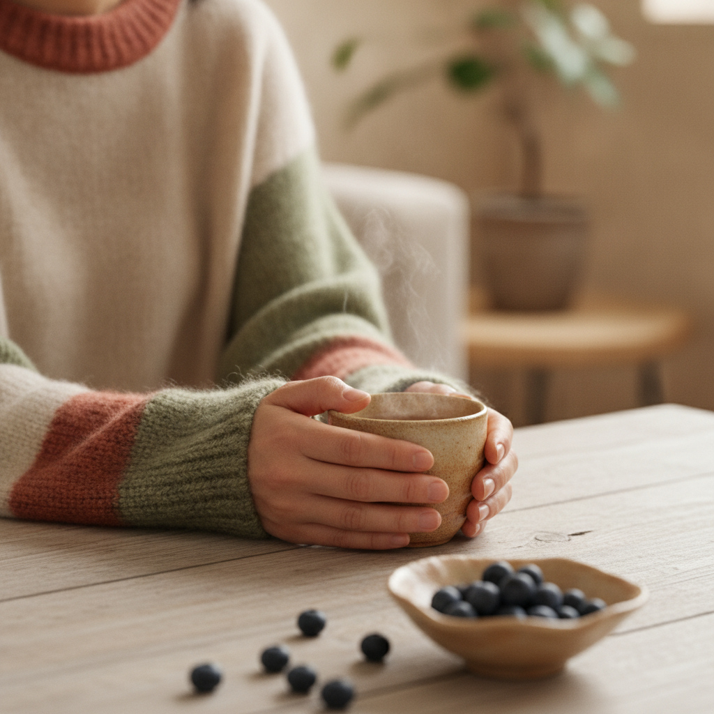 温かい飲み物を手にするひととき