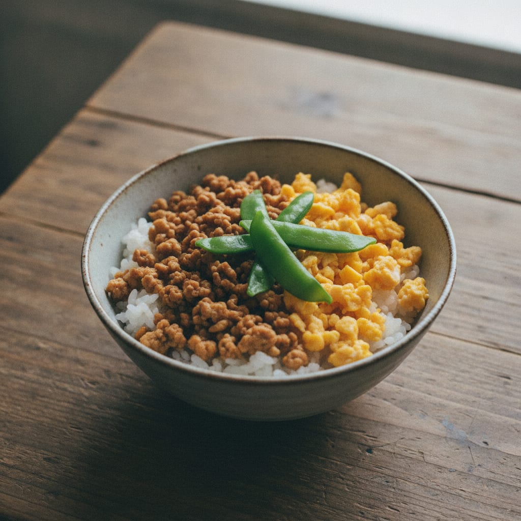 鶏そぼろの二色丼
