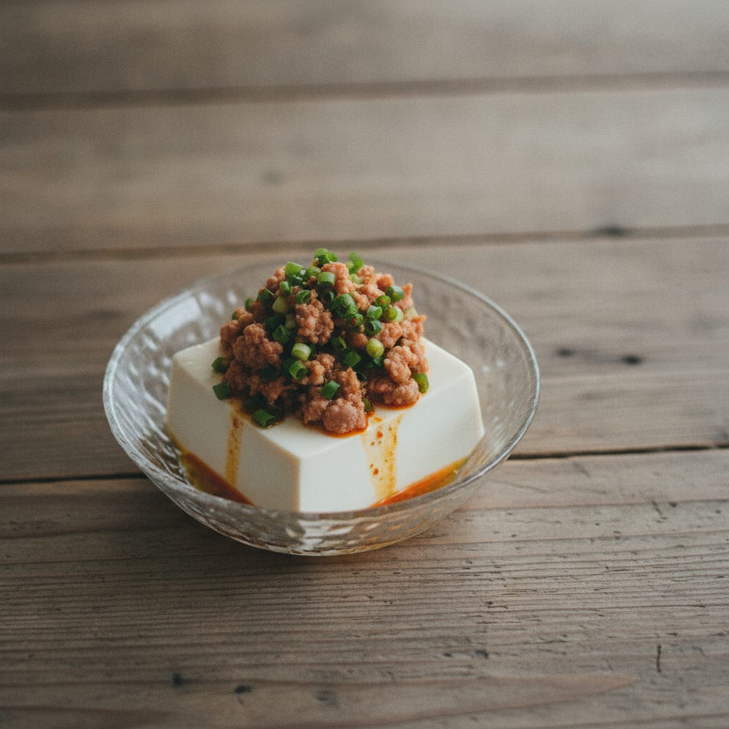 冷奴のピリ辛肉そぼろがけ