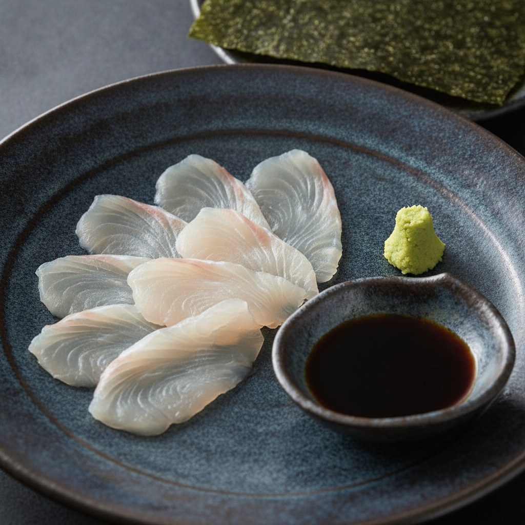 白身魚の昆布締め 山葵じょうゆ