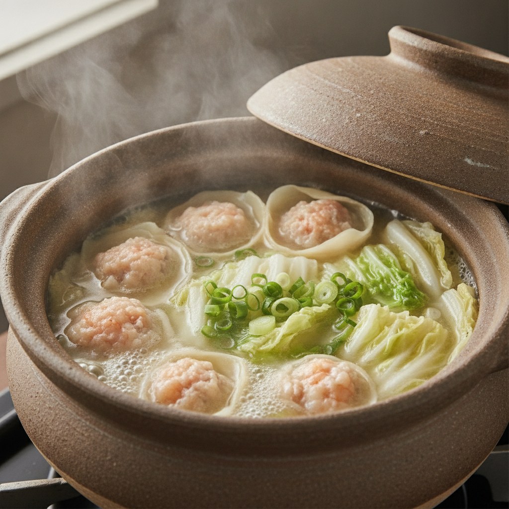 白菜と海老の雲呑鍋