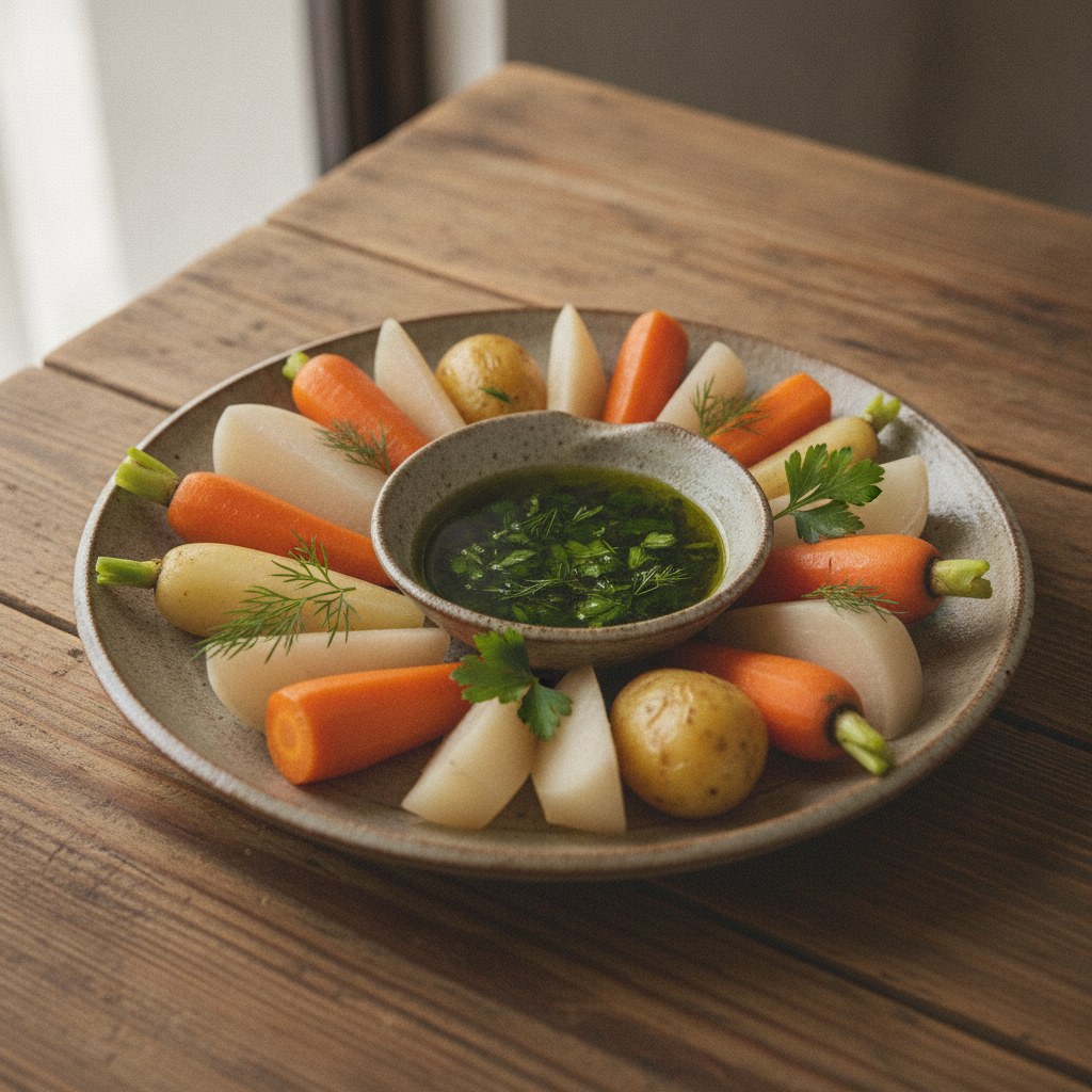 温野菜と自家製ハーブオイルのディップ仕立て