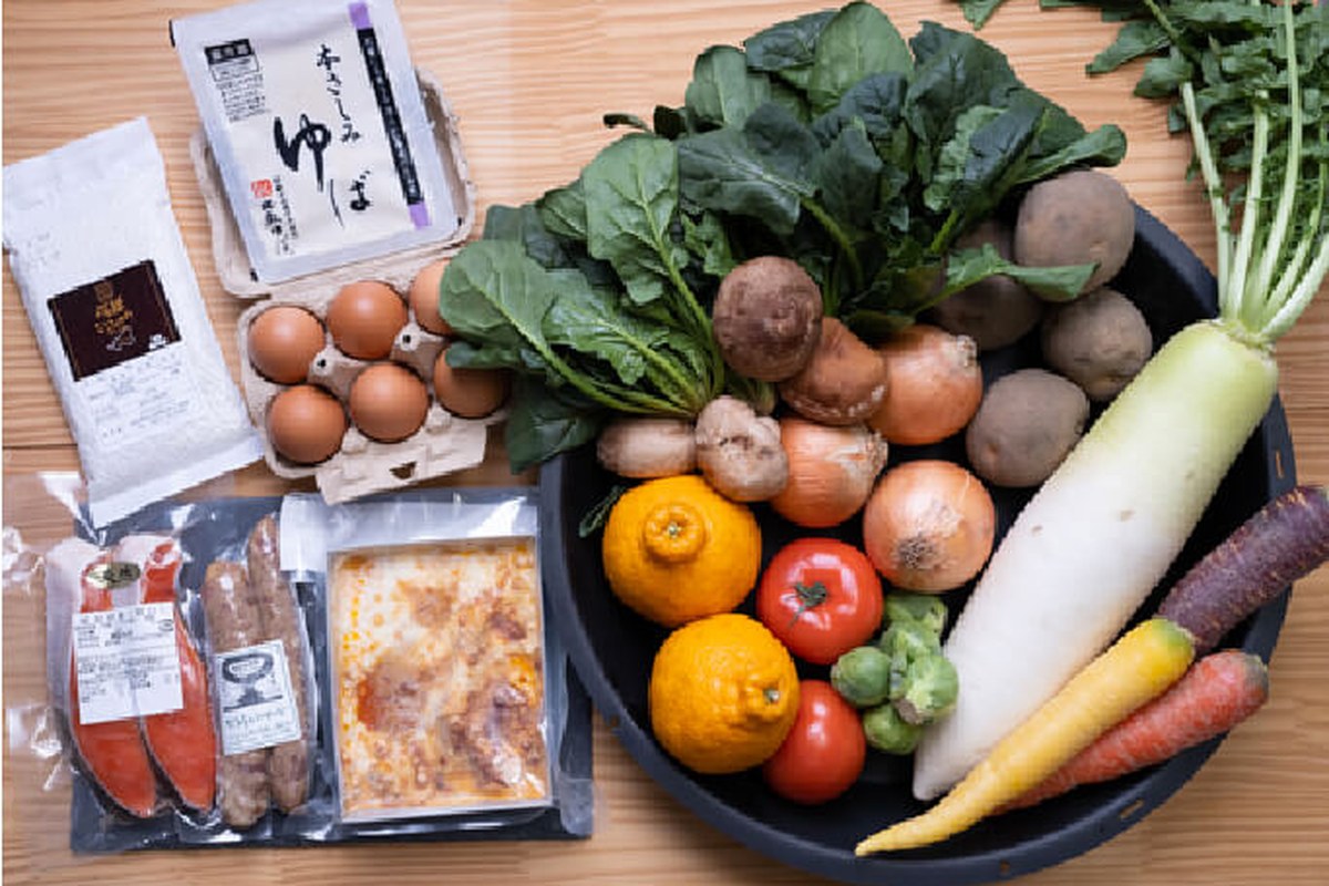 地球人倶楽部のお試しセット。有機野菜と卵、加工品